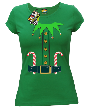 Christmas Elf Strój - koszulka świąteczna damska