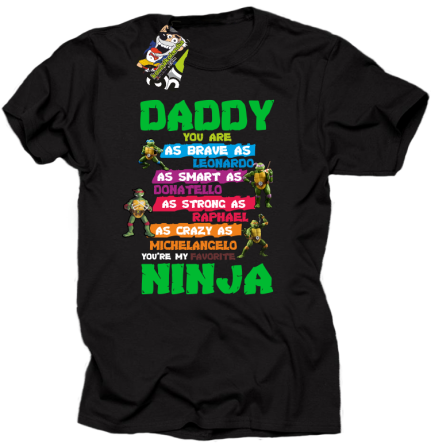 Daddy you are as brave as Leonardo Ninja Turtles - Koszulka męska czarna