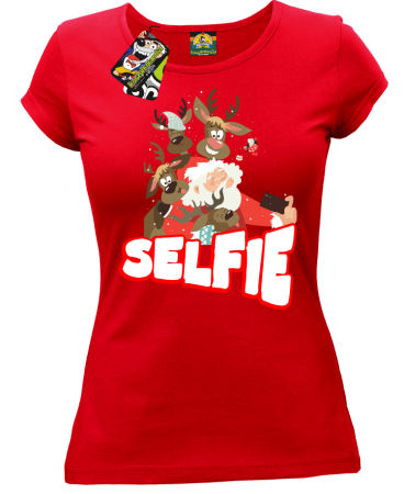 Selfie Santa Friends - koszulka świąteczna damska